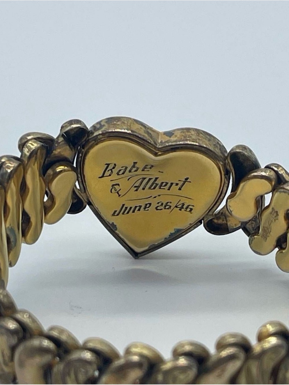 Vintage 1945 Speidel Phoenix Gold Filled Sweetheart Bracelet w/ Box WWII Era